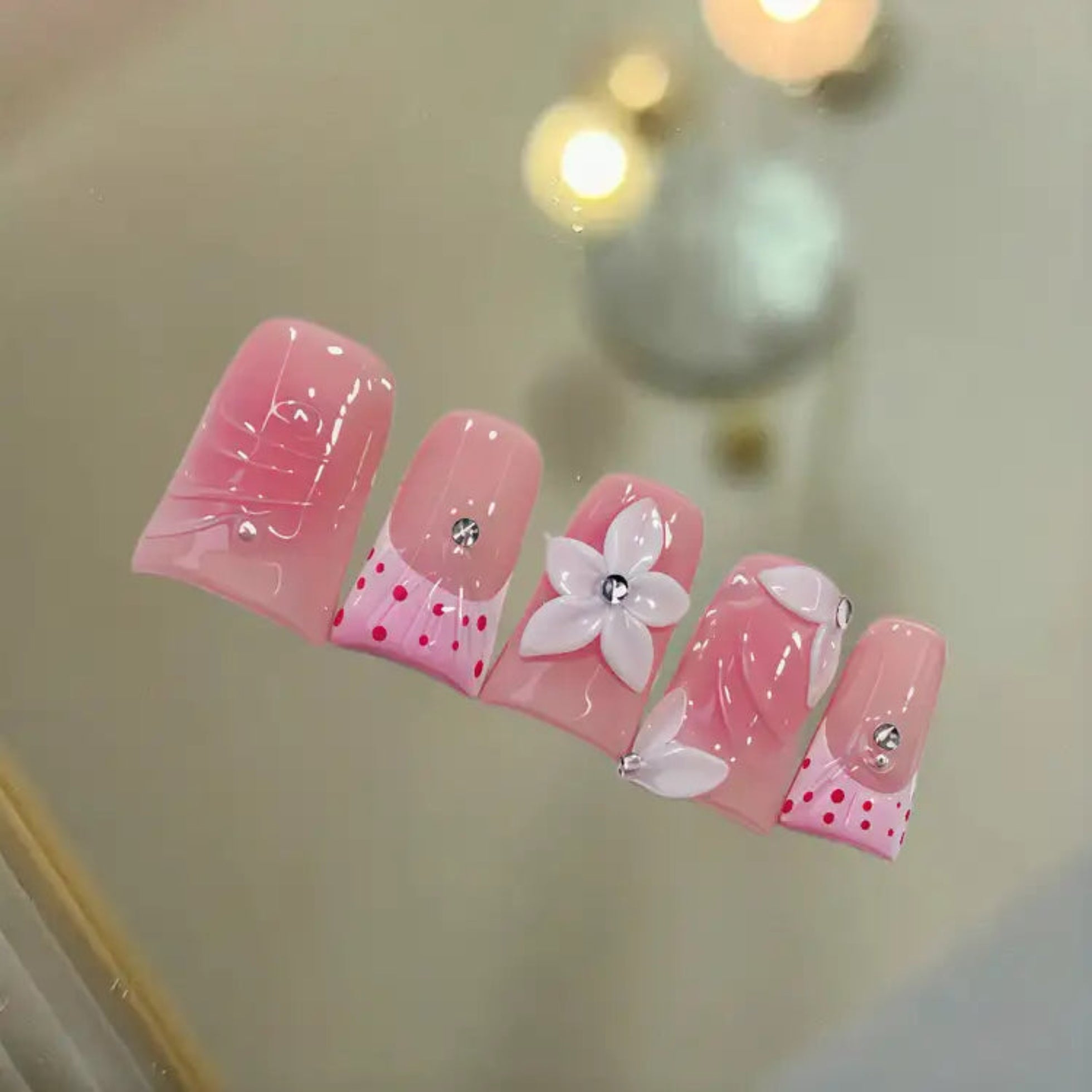 Blush Cherry Blossom Polka Dot