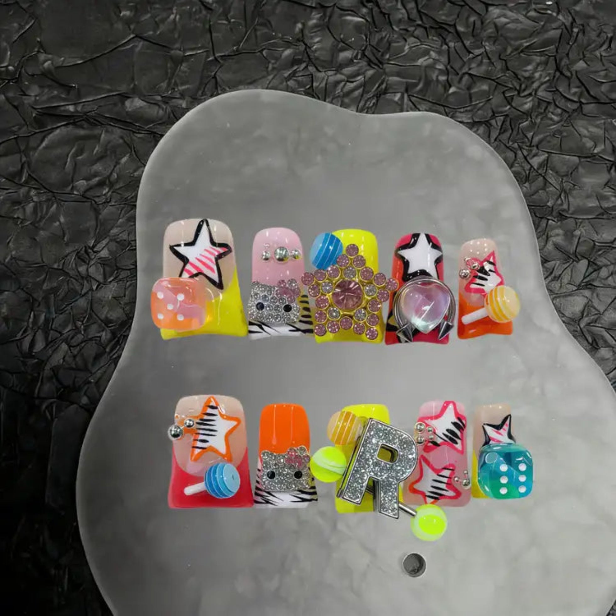 Neon Star Dice Hello Kitty Y2K Spark