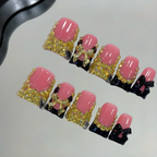 Pink Black Gold Bow