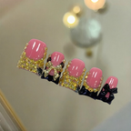 Pink Black Gold Bow