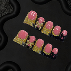 Pink Black Gold Bow